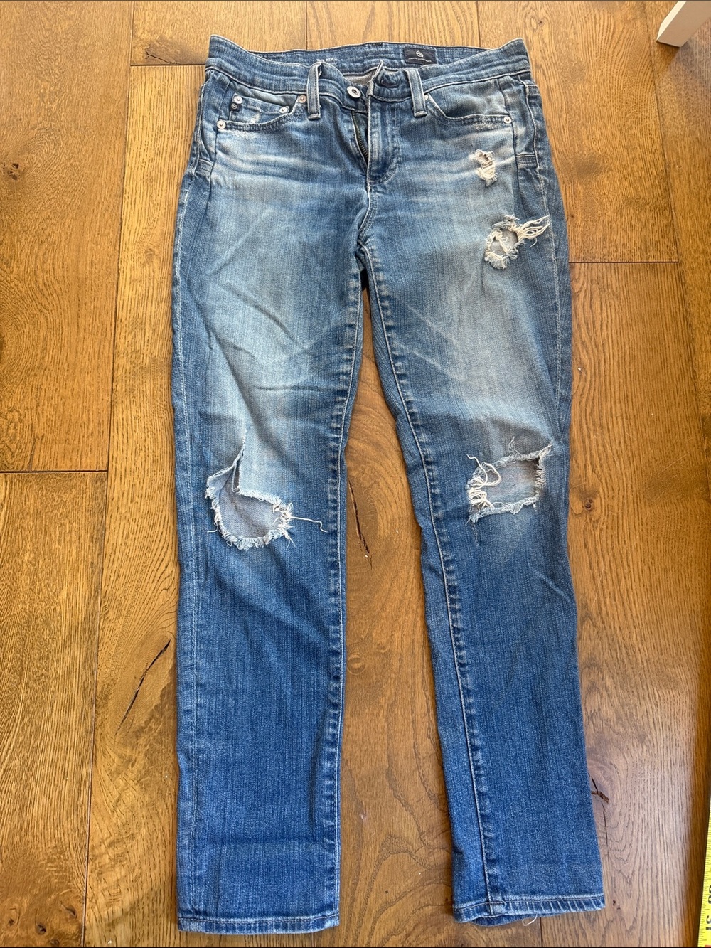 AG Women’s Distressed Blue Denim Jeans - The Beau size 24R